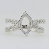 14K White Gold Semi Mount Ring Setting Marquise MQ 14X7mm GTL20267R14K - Syzjewelry